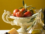 tomates, aceite de oliva, pan, queso