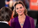 La princesa de Gales, Kate Middleton, llevando el collar de amatista de la Reina Madre