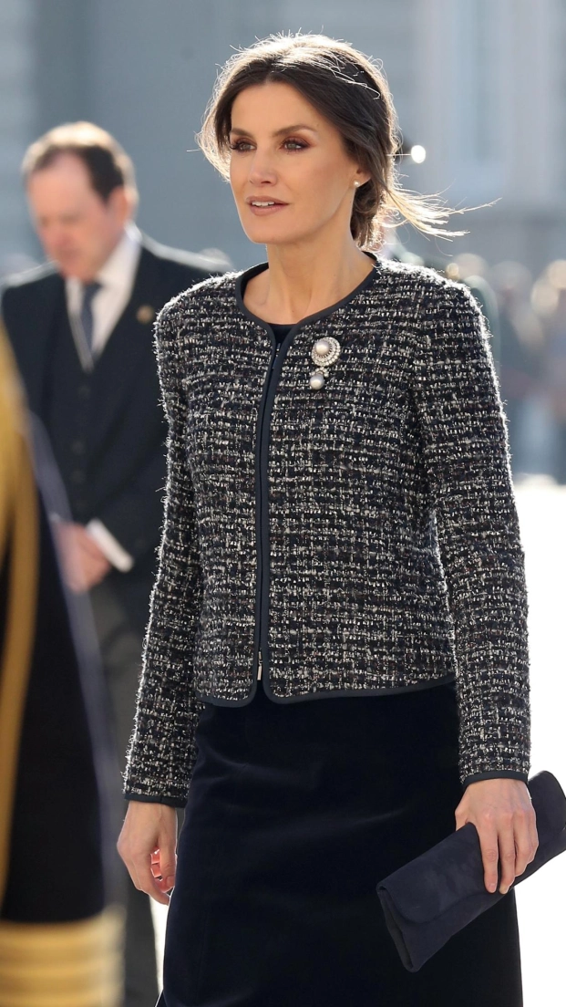 Spanish Queen Letizia during the Military Easter 2019 at RoyalPalace in Madrid on Sunday 6th January 2019.