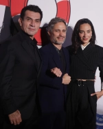 Gael García Bernal, Jorge Salinas y Esmeralda Pimentel en la presentación de Hombre al Agua en la Ciudad de México