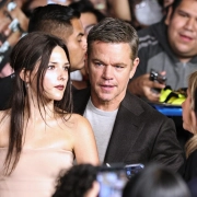 Matt Damon y su hija Isabella en el evento de promoción de Animales